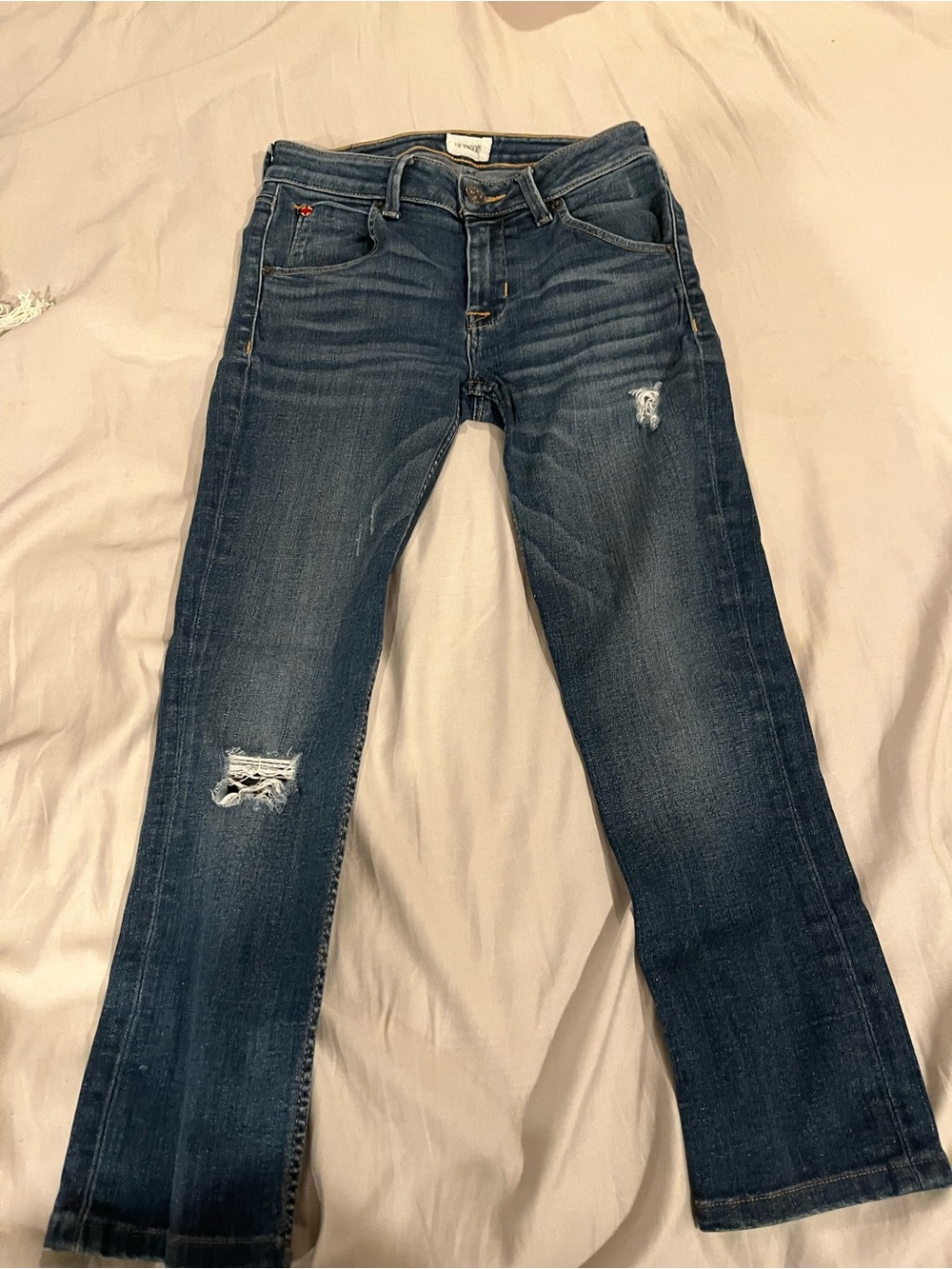 Hudson Jeans Women's Dark Blue Distressed Straight Leg Jeans